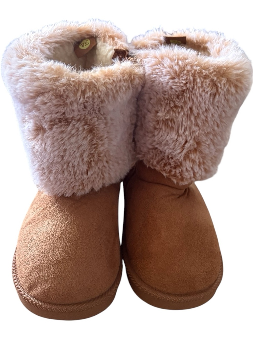 First Steps Stepping Stones Toddler Faux Fur Bow Boots Tan Size 10